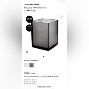 Nwt Jonathan adler Hollywood frosted smoke waste basket